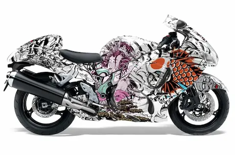 Suzuki Hayabusa (2008-2020) with the Tsunami White graphic kit